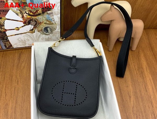 Hermes Mini Evelyn Bag in Noir Taurillon Clemence Leather Replica