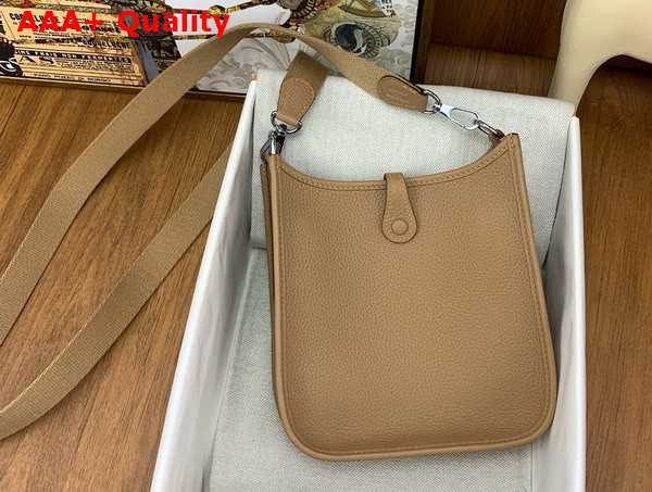 Hermes Mini Evelyn Bag in Oat Milk Taurillon Clemence Leather Replica