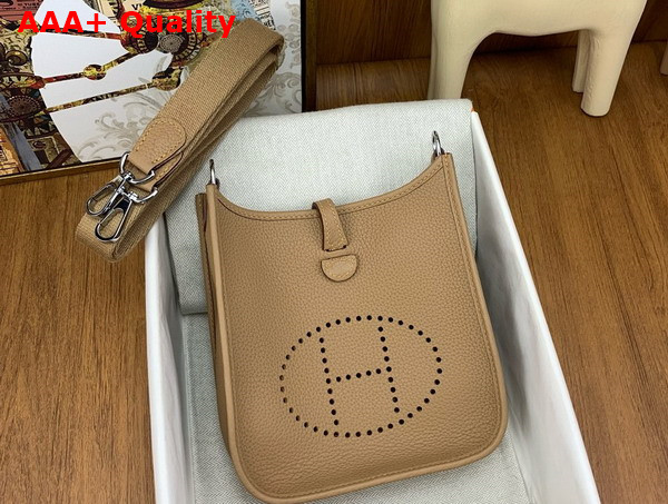 Hermes Mini Evelyn Bag in Oat Milk Taurillon Clemence Leather Replica