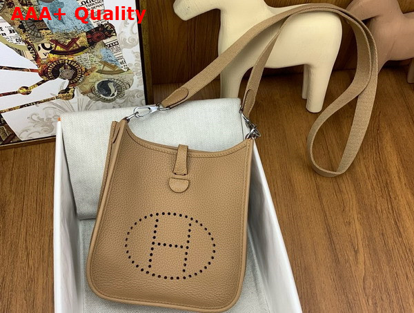 Hermes Mini Evelyn Bag in Oat Milk Taurillon Clemence Leather Replica