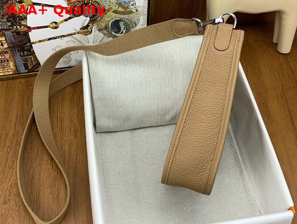 Hermes Mini Evelyn Bag in Oat Milk Taurillon Clemence Leather Replica