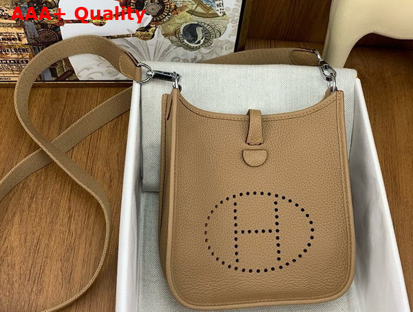 Hermes Mini Evelyn Bag in Oat Milk Taurillon Clemence Leather Replica