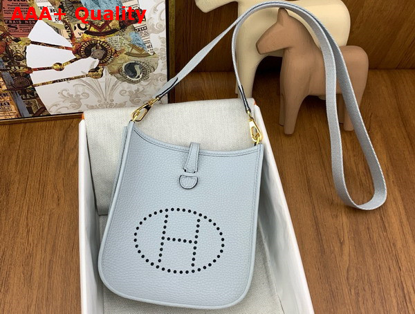 Hermes Mini Evelyn Bag in Pale Blue Taurillon Clemence Leather Replica