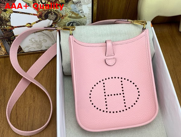 Hermes Mini Evelyn Bag in Pink Taurillon Clemence Leather Replica