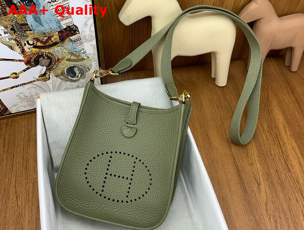 Hermes Mini Evelyn Bag in Sage Green Taurillon Clemence Leather Replica