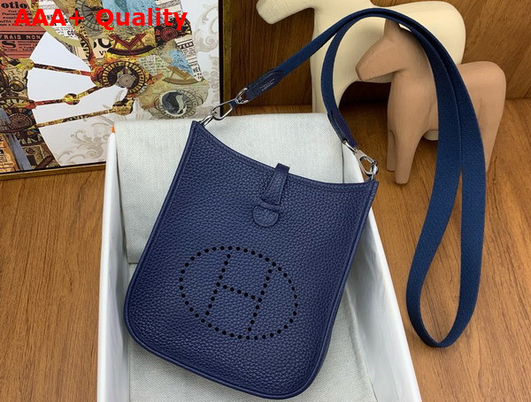 Hermes Mini Evelyn Bag in Sapphire Blue Taurillon Clemence Leather Replica