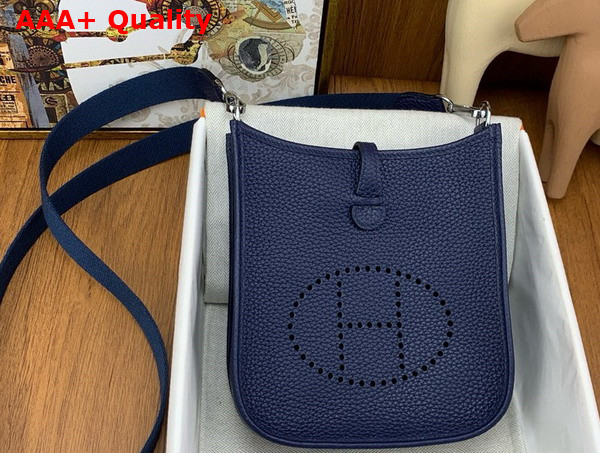 Hermes Mini Evelyn Bag in Sapphire Blue Taurillon Clemence Leather Replica