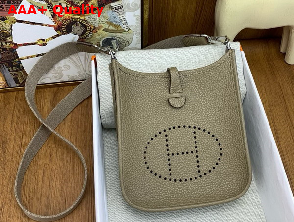 Hermes Mini Evelyn Bag in Travertine Taurillon Clemence Leather Replica