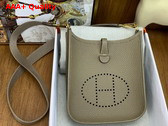Hermes Mini Evelyn Bag in Travertine Taurillon Clemence Leather Replica