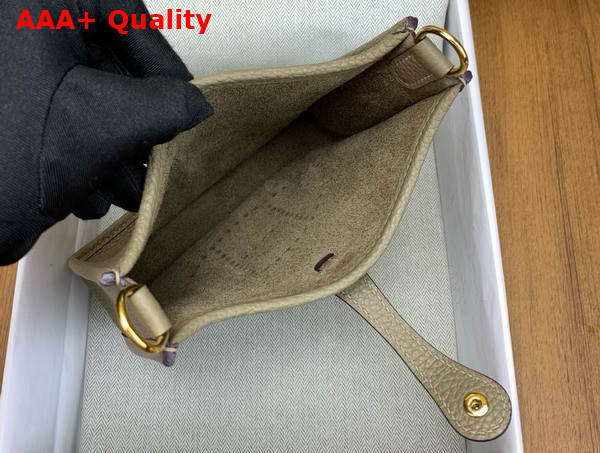 Hermes Mini Evelyn Bag in Travertine Taurillon Clemence Leather Replica