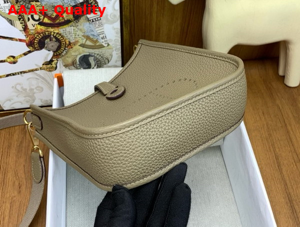 Hermes Mini Evelyn Bag in Travertine Taurillon Clemence Leather Replica