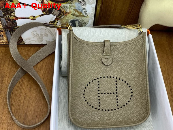 Hermes Mini Evelyn Bag in Travertine Taurillon Clemence Leather Replica