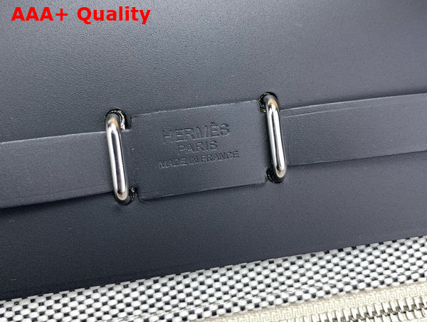 Hermes Mini Herbag in Beige Canvas and Black Calfskin Replica