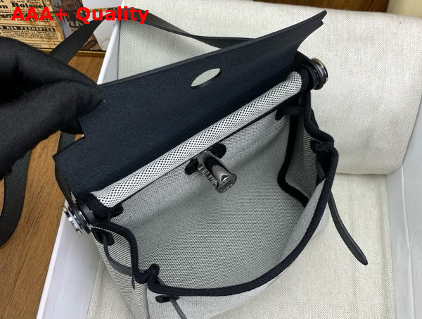 Hermes Mini Herbag in Beige Canvas and Black Calfskin Replica