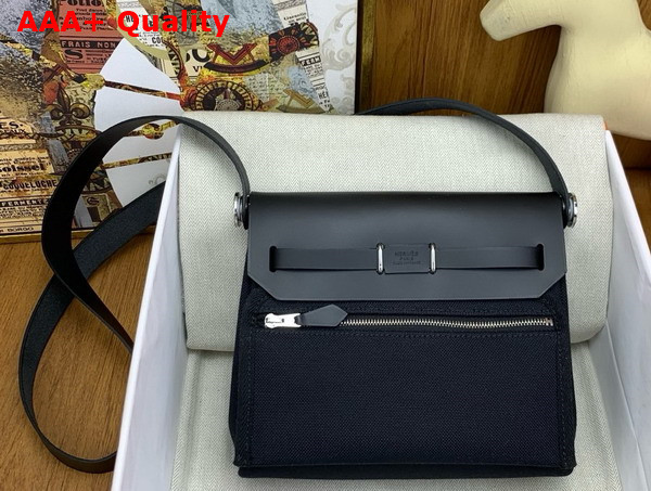 Hermes Mini Herbag in Black Canvas and Calfskin Replica