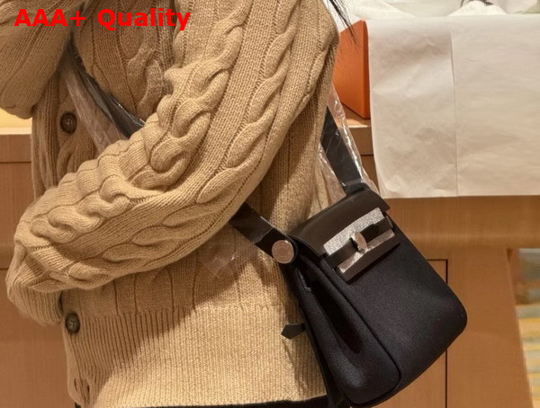 Hermes Mini Herbag in Black Canvas and Calfskin Replica