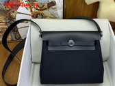 Hermes Mini Herbag in Black Canvas and Calfskin Replica