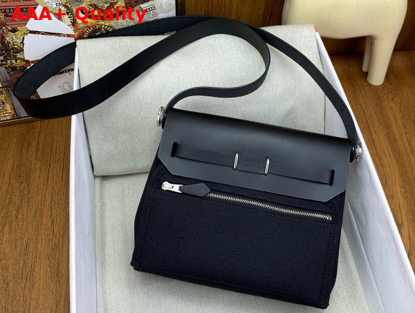 Hermes Mini Herbag in Black Canvas and Calfskin Replica