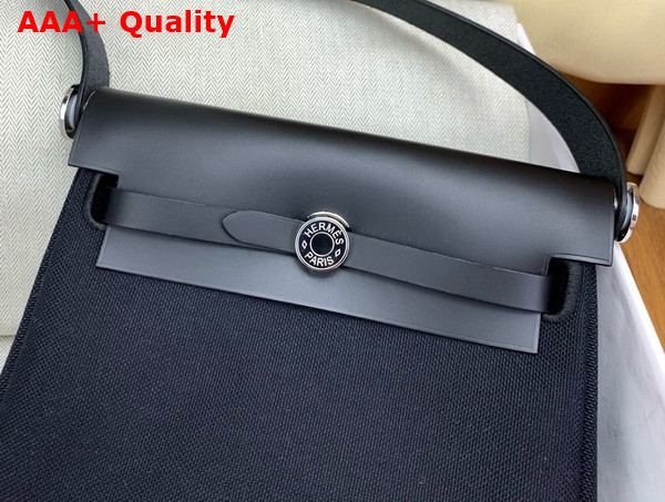 Hermes Mini Herbag in Black Canvas and Calfskin Replica