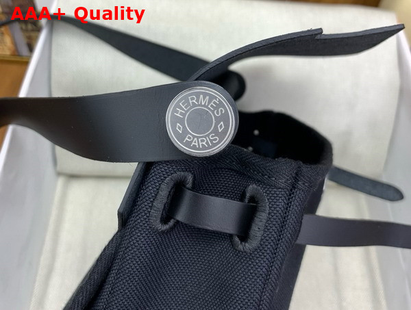 Hermes Mini Herbag in Black Canvas and Calfskin Replica