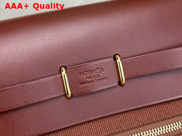 Hermes Mini Herbag in Burgundy Canvas and Calfskin Replica