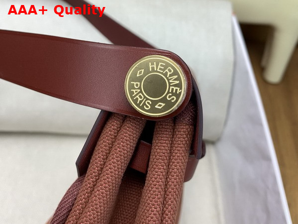 Hermes Mini Herbag in Burgundy Canvas and Calfskin Replica