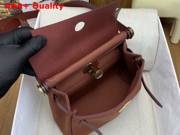 Hermes Mini Herbag in Burgundy Canvas and Calfskin Replica