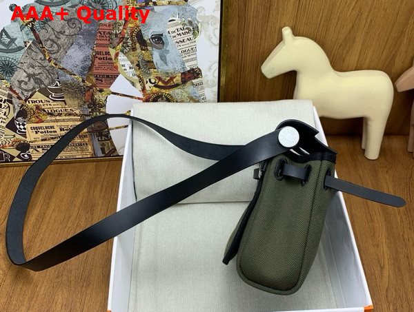 Hermes Mini Herbag in Dark Green Canvas and Black Calfskin Replica