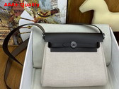 Hermes Mini Herbag in Ecru Canvas and Dark Brown Calfskin Replica