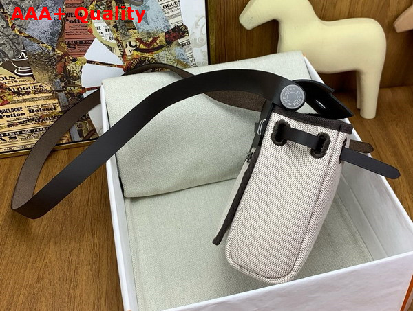 Hermes Mini Herbag in Ecru Canvas and Dark Brown Calfskin Replica