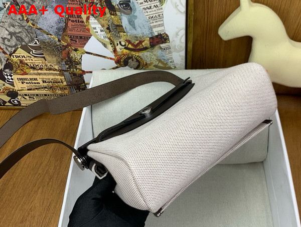 Hermes Mini Herbag in Ecru Canvas and Dark Brown Calfskin Replica