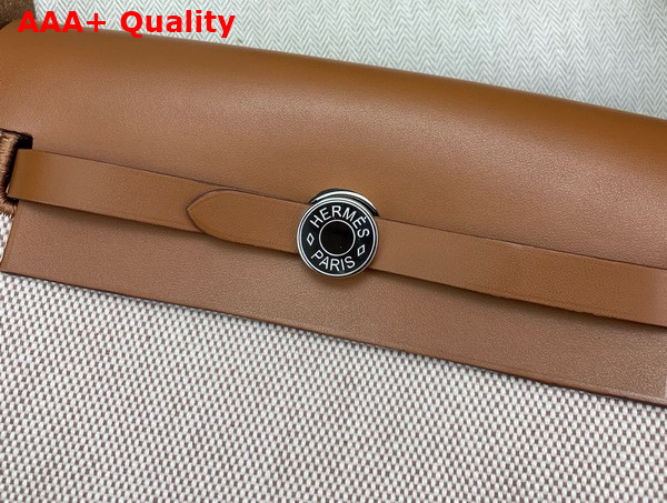 Hermes Mini Herbag in Ecru Canvas and Tan Calfskin Replica