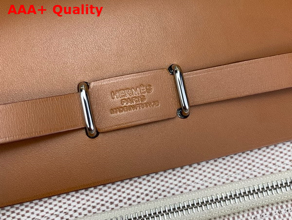 Hermes Mini Herbag in Ecru Canvas and Tan Calfskin Replica
