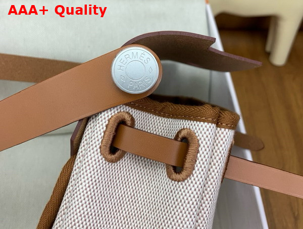 Hermes Mini Herbag in Ecru Canvas and Tan Calfskin Replica