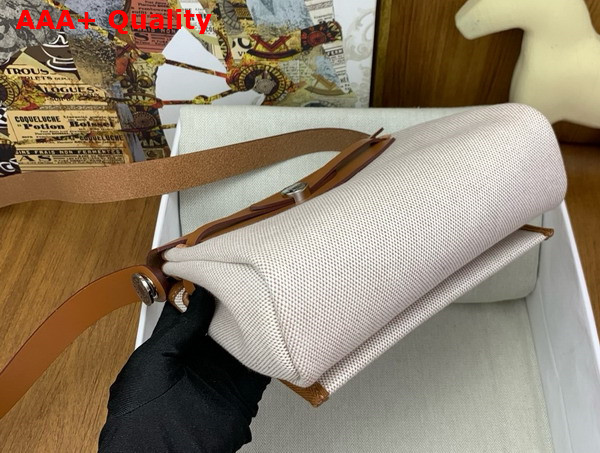 Hermes Mini Herbag in Ecru Canvas and Tan Calfskin Replica