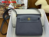 Hermes Mini Herbag in Stone Grey Canvas and Calfskin Replica