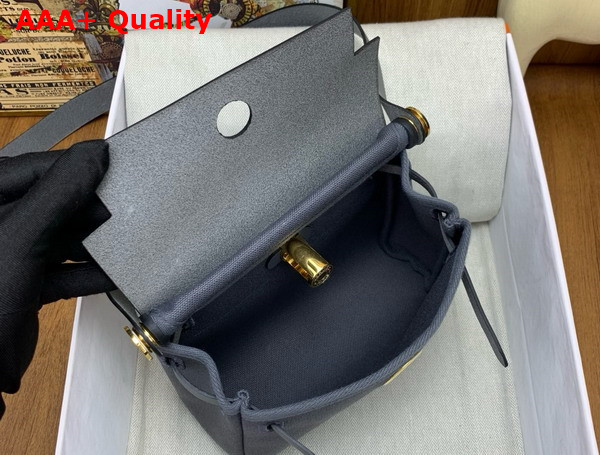 Hermes Mini Herbag in Stone Grey Canvas and Calfskin Replica