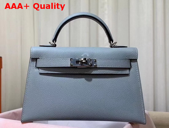 Hermes Mini Kelly 20cm Light Blue Epsom Calfskin Replica