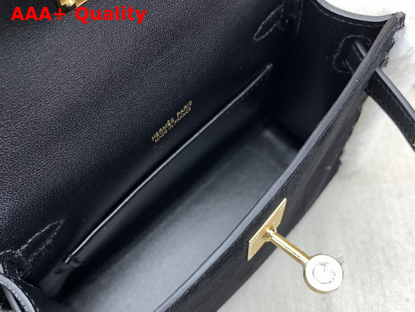 Hermes Mini Kelly Bag in Black Suede and Shearling Replica