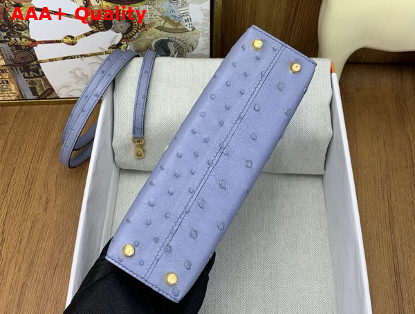 Hermes Mini Kelly II Bag in Agate Gray Ostrich Leather Replica