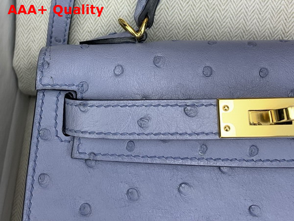 Hermes Mini Kelly II Bag in Agate Gray Ostrich Leather Replica