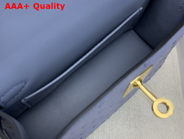 Hermes Mini Kelly II Bag in Agate Gray Ostrich Leather Replica