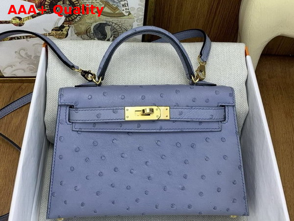 Hermes Mini Kelly II Bag in Agate Gray Ostrich Leather Replica