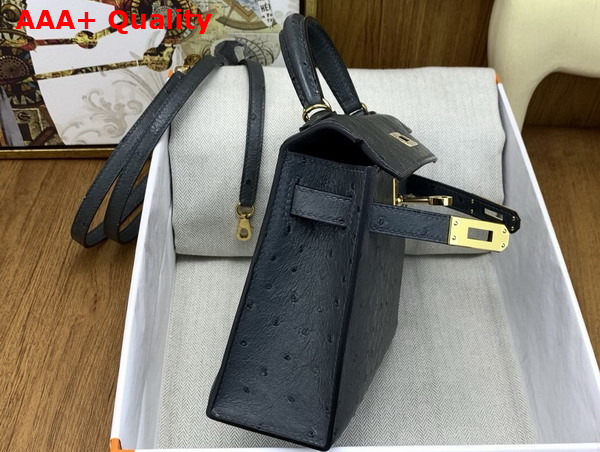 Hermes Mini Kelly II Bag in Ardoise Ostrich Leather Replica