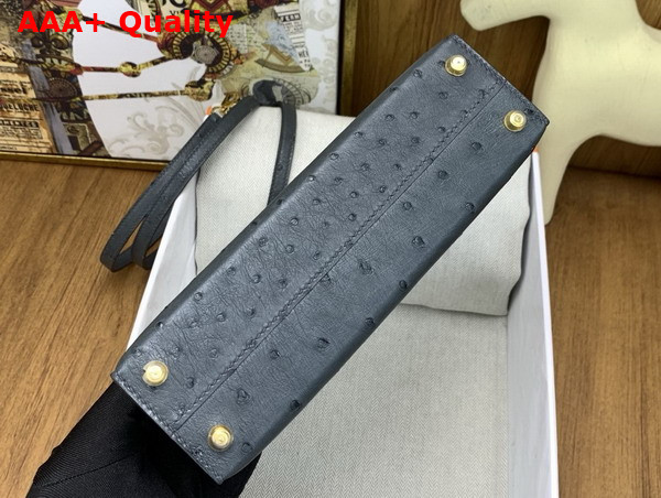 Hermes Mini Kelly II Bag in Ardoise Ostrich Leather Replica