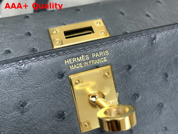 Hermes Mini Kelly II Bag in Ardoise Ostrich Leather Replica