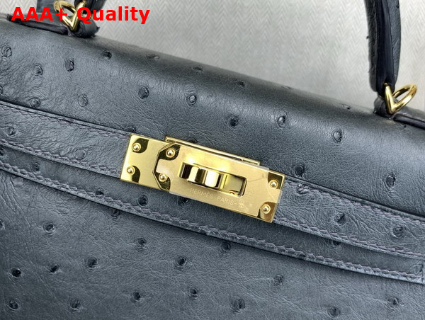 Hermes Mini Kelly II Bag in Ardoise Ostrich Leather Replica