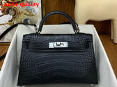 Hermes Mini Kelly II Bag in Black Matte Alligator Leather Replica