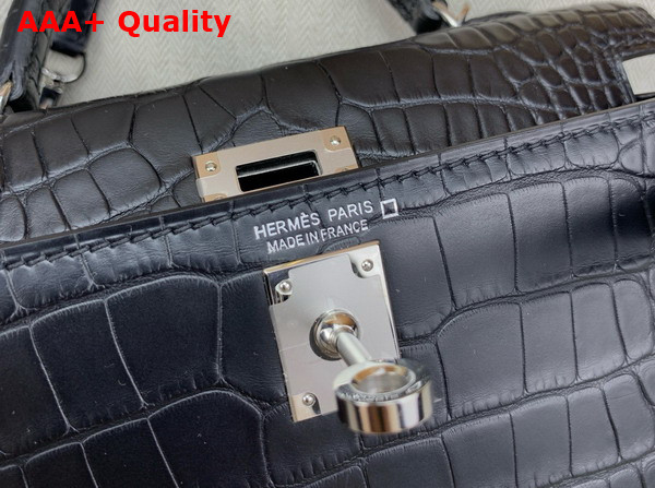 Hermes Mini Kelly II Bag in Black Matte Alligator Leather Replica