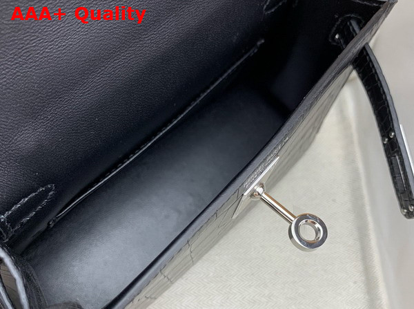 Hermes Mini Kelly II Bag in Black Matte Alligator Leather Replica